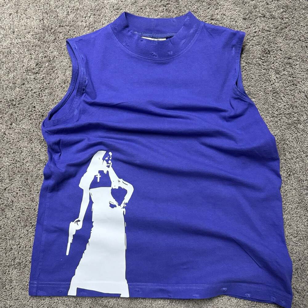 Vintage Northern Reflections Purple Distressed Graphic Sleeveless Tank Top